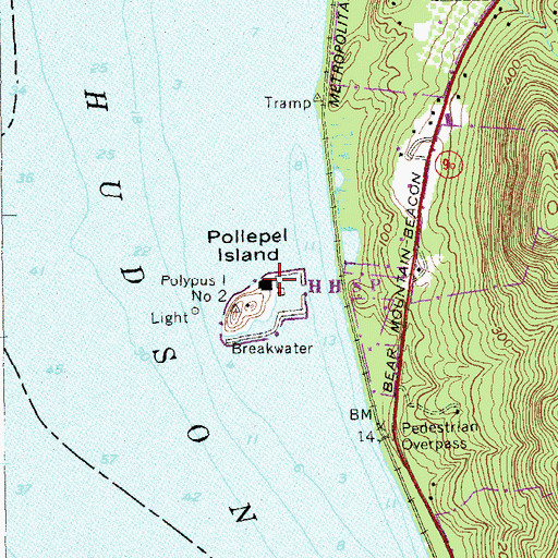 Topographic Map of Bannerman's Island Arsenal (historical), NY