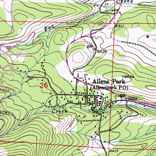 Topographic Map of Allenspark Fire Department Station 1, CO