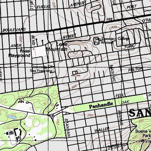 Topographic Map of University of San Francisco, CA