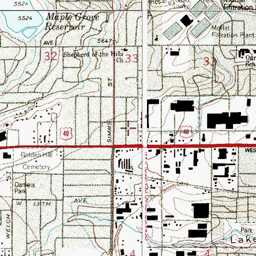 Topographic Map of West Metro Fire Rescue Station 2, CO