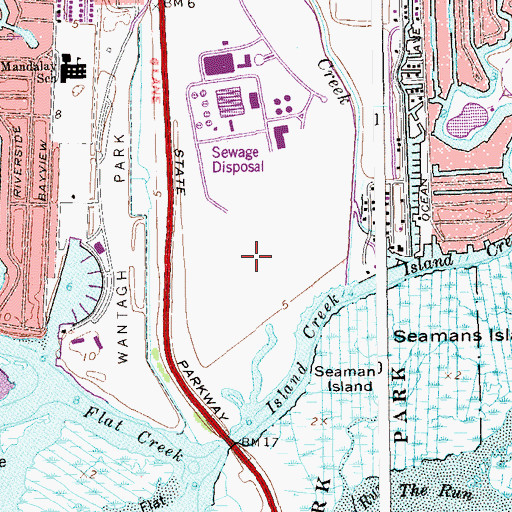 Topographic Map of Cedar Creek County Park, NY