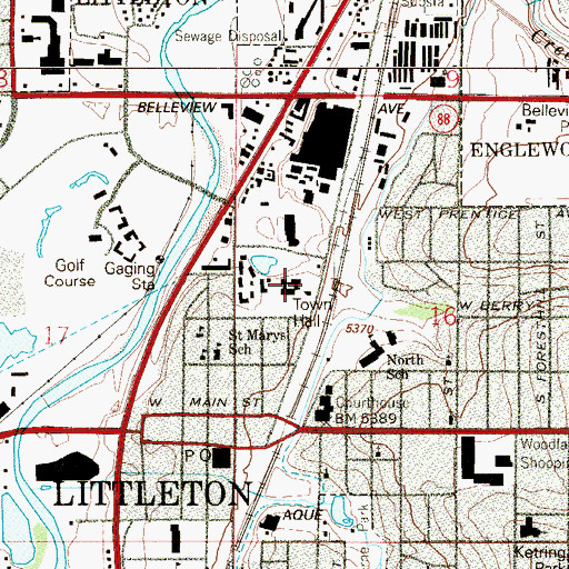 Topographic Map of Littleton Police Department, CO