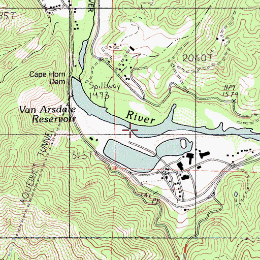 Topographic Map of Van Arsdale Reservoir, CA
