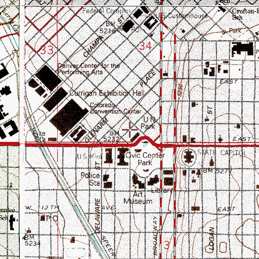 Topographic Map of Denver Sheriff Department Civil Unit, CO
