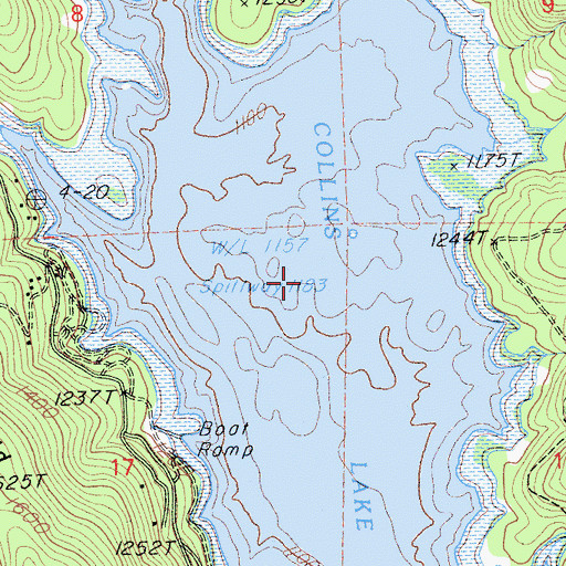 Topographic Map of Virginia Ranch Reservoir, CA