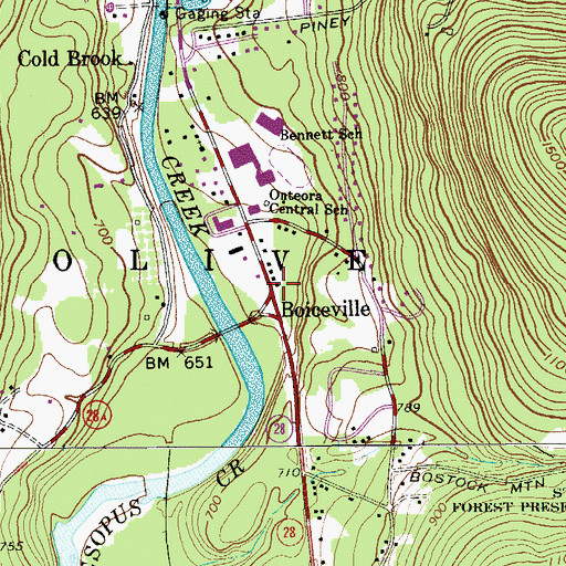 Topographic Map of Boiceville School (historical), NY