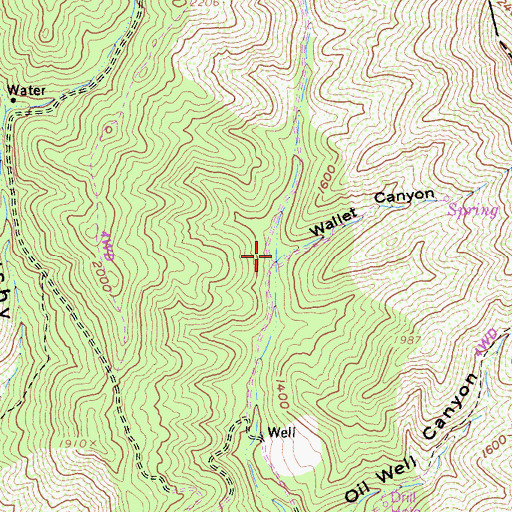 Topographic Map of Wallet Canyon, CA