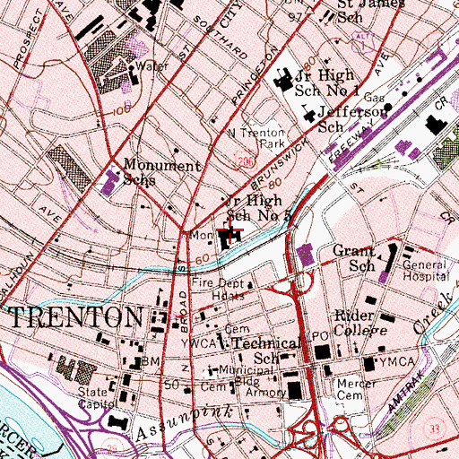 Topographic Map of Luis Munoz Rivera Elementary School, NJ