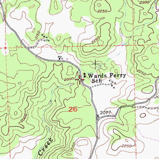 Topographic Map of Wards Ferry School, CA