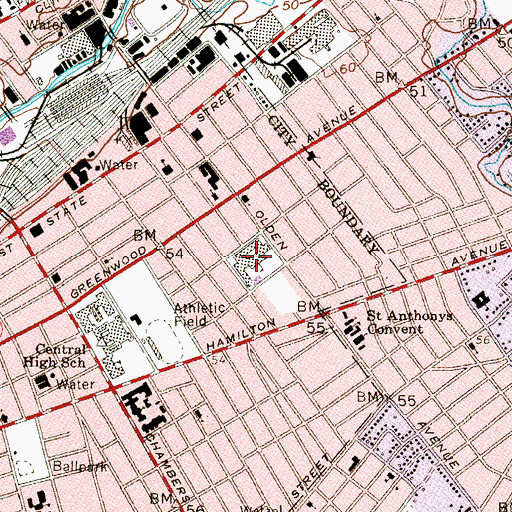 Topographic Map of Paul Robeson Elementary School, NJ