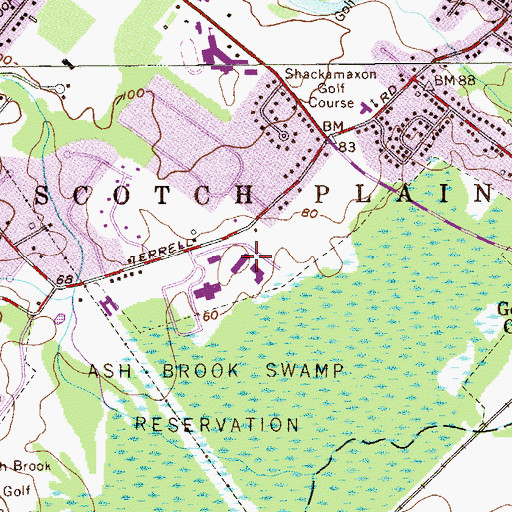 Topographic Map of Union County Magnet High School, NJ
