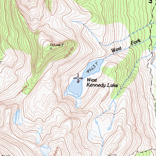 Topographic Map of West Kennedy Lake, CA