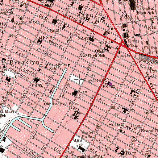 Topographic Map of Thomas Greene Playground, NY