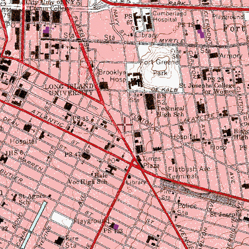 Topographic Map of Brooklyn Bears Rockwell Plaza Garden, NY