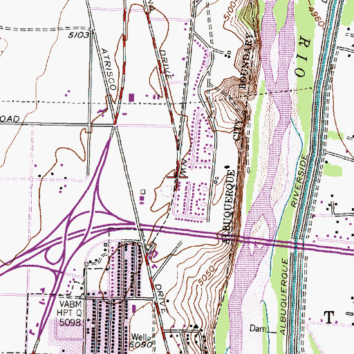 Topographic Map of West Bluff Park, NM