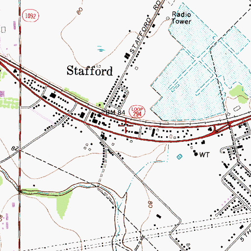 Topographic Map of Stafford Police Department, TX