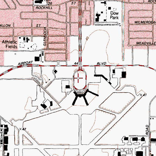 Topographic Map of Houston Police Department - Hobby / Ellington, TX