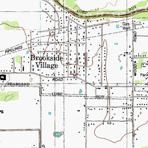 Topographic Map of Brookside Police Department, TX