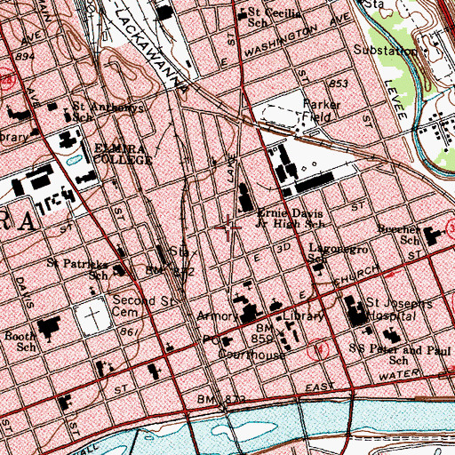 Topographic Map of Monumental Baptist Church, NY