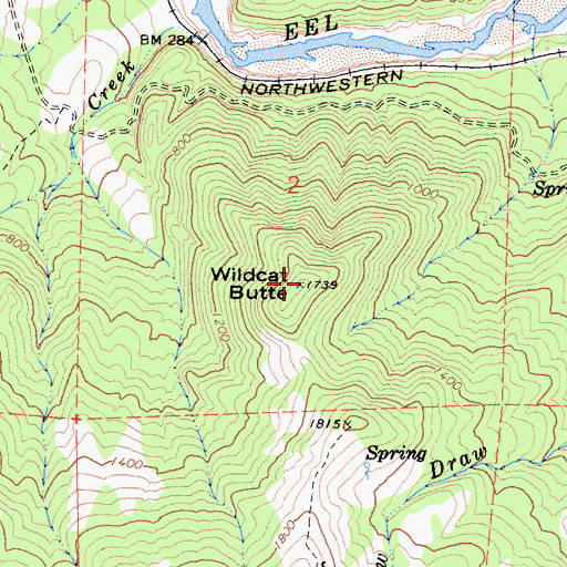 Topographic Map of Wildcat Butte, CA