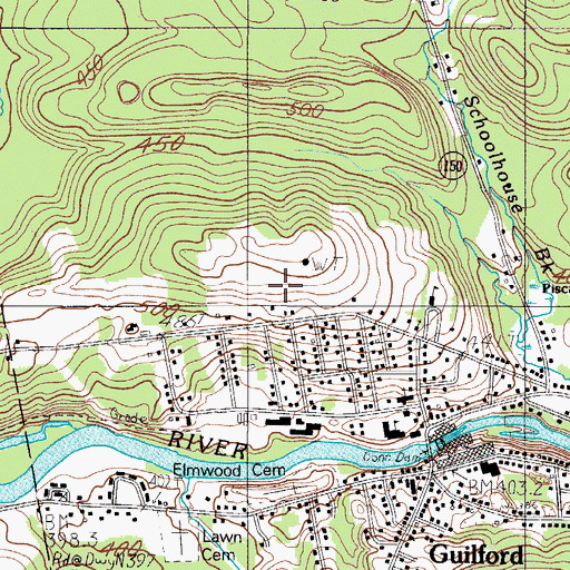 Topographic Map of Guilford Census Designated Place, ME