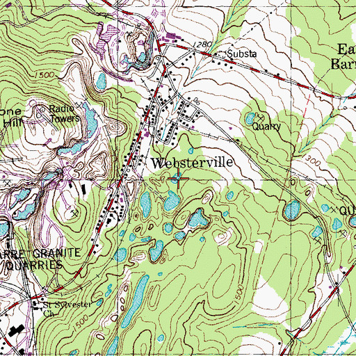 Topographic Map of Graniteville-East Barre Census Designated Place (historical), VT
