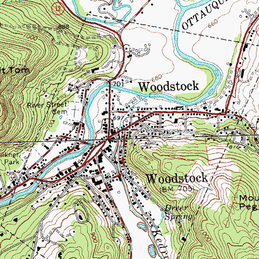 Topographic Map of Village of Woodstock, VT