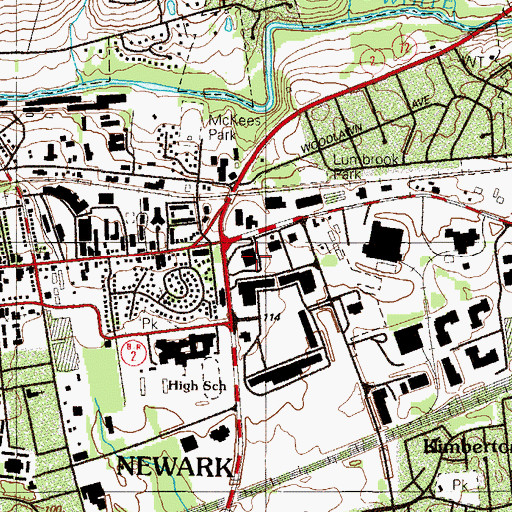 Topographic Map of Newark Post Office, DE