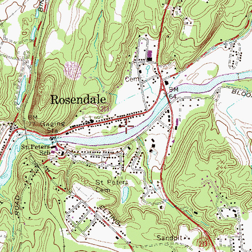 Topographic Map of Rosendale Union Free School (historical), NY