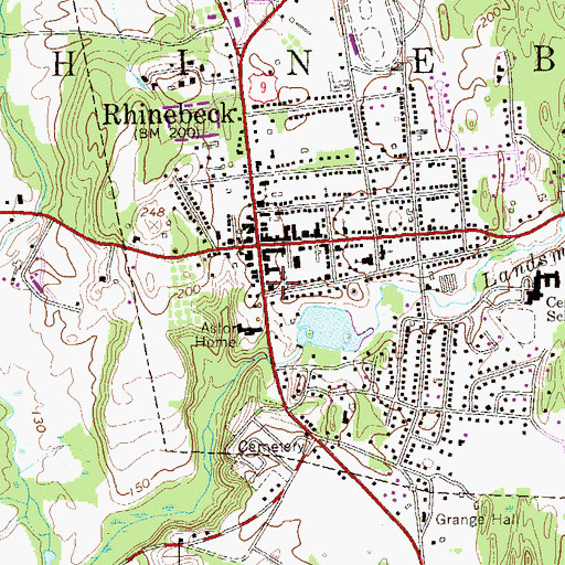 Topographic Map of Rhinebeck Reformed Church, NY