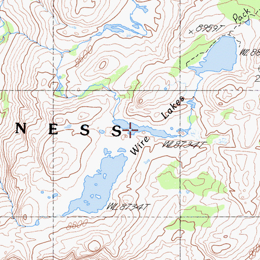 Topographic Map of Wire Lakes, CA