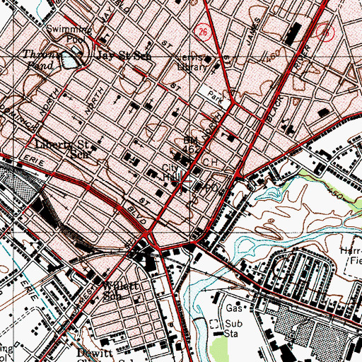 Topographic Map of Rome City Hall, NY