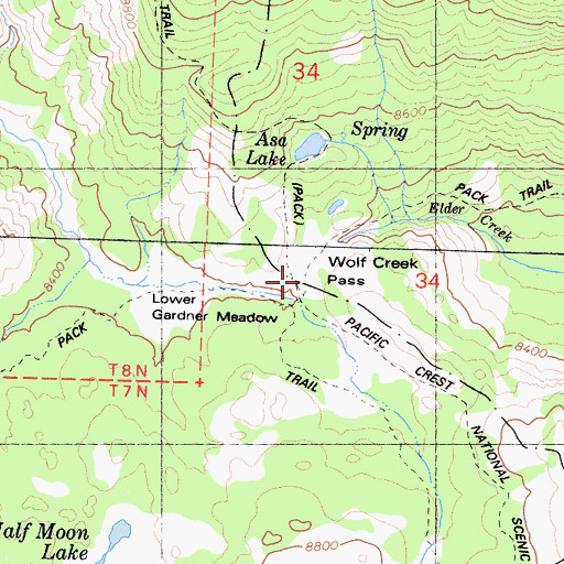 Topographic Map of Wolf Creek Pass, CA