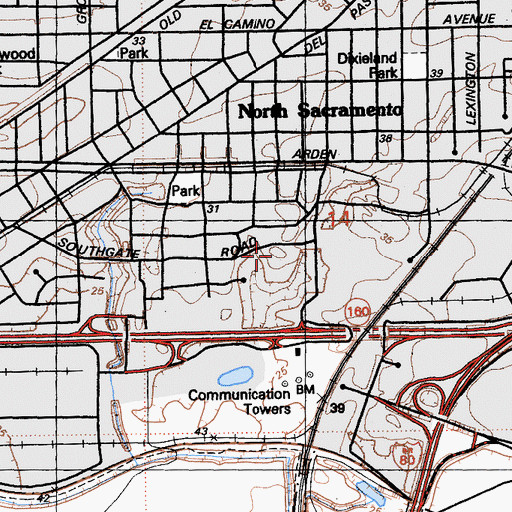 Topographic Map of Woodlake Elementary School, CA