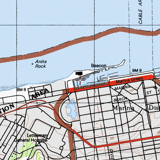 Topographic Map of Yacht Harbor, CA