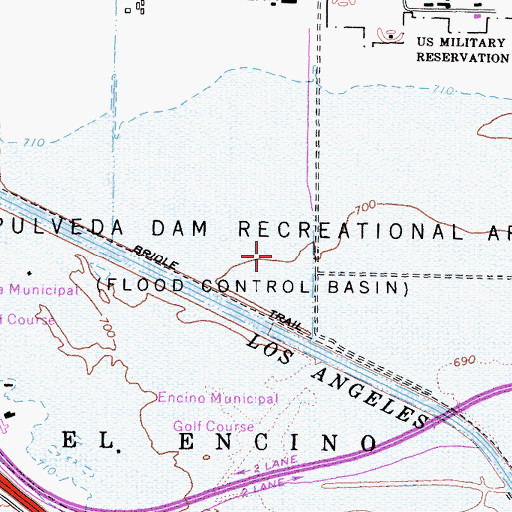 Topographic Map of Sepulveda Dam Recreation Area, CA