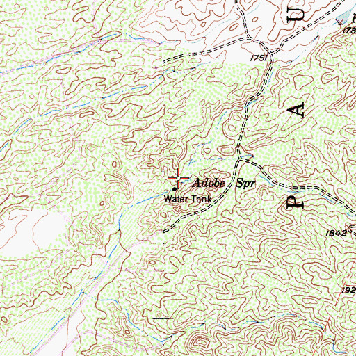 Topographic Map of Adobe Spring, CA