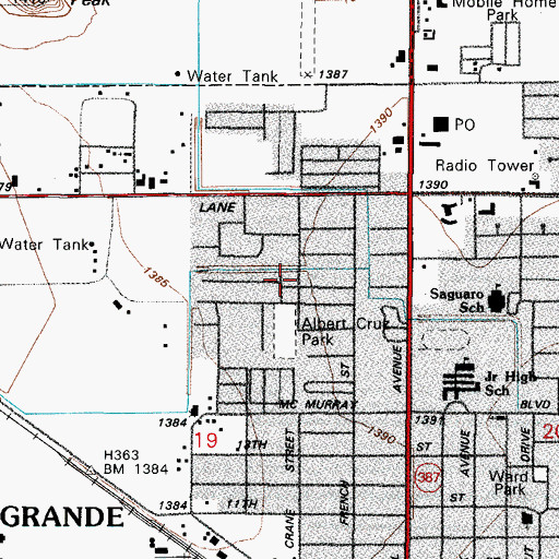 Topographic Map of West Side Park, AZ