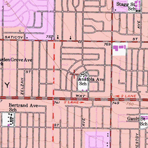 Topographic Map of Anatola Elementary School, CA