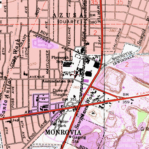 Topographic Map of Annunciation School, CA