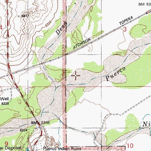 Topographic Map of Petrified Forest National Park, AZ