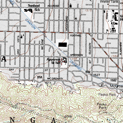 Topographic Map of Apperson Elementary School, CA