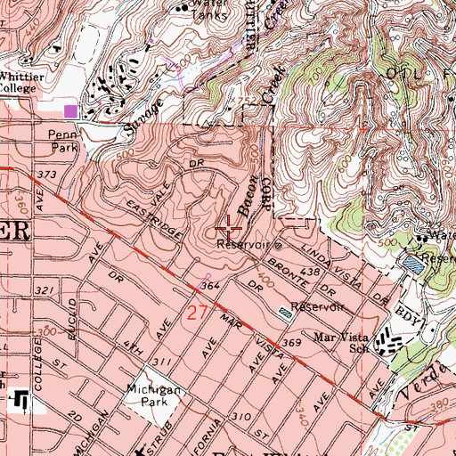 Topographic Map of Bacon Creek, CA
