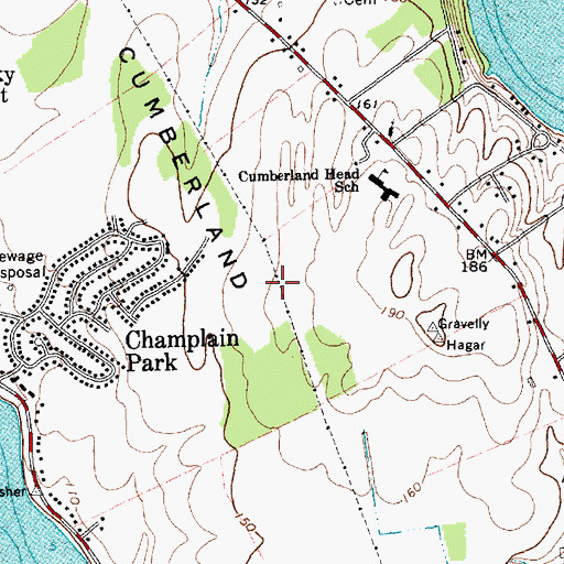 Topographic Map of Cumberland Head Census Designated Place, NY