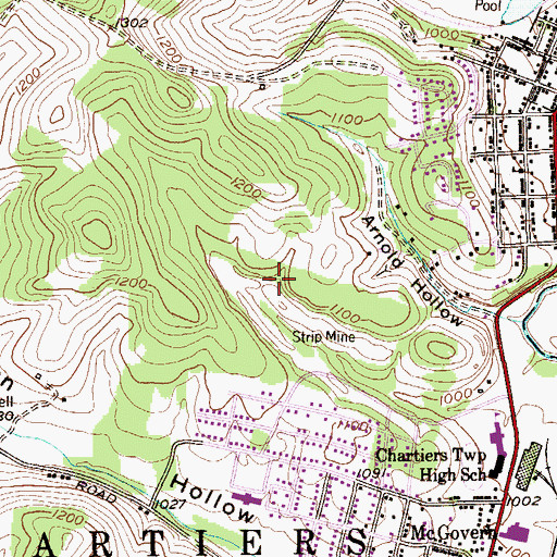 Topographic Map of McGovern Census Designated Place, PA