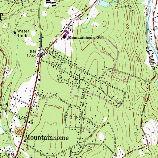 Topographic Map of Mountainhome Census Designated Place, PA