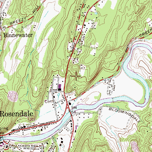 Topographic Map of Rosendale Hamlet Census Designated Place, NY