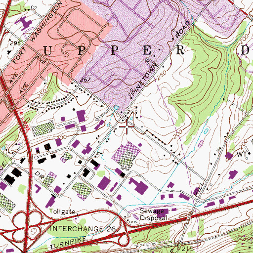 Topographic Map of Fort Washington Census Designated Place, PA