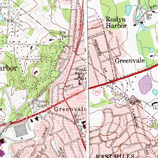 Topographic Map of Greenvale Census Designated Place, NY