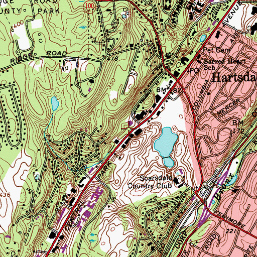 Topographic Map of Hartsdale Census Designated Place, NY